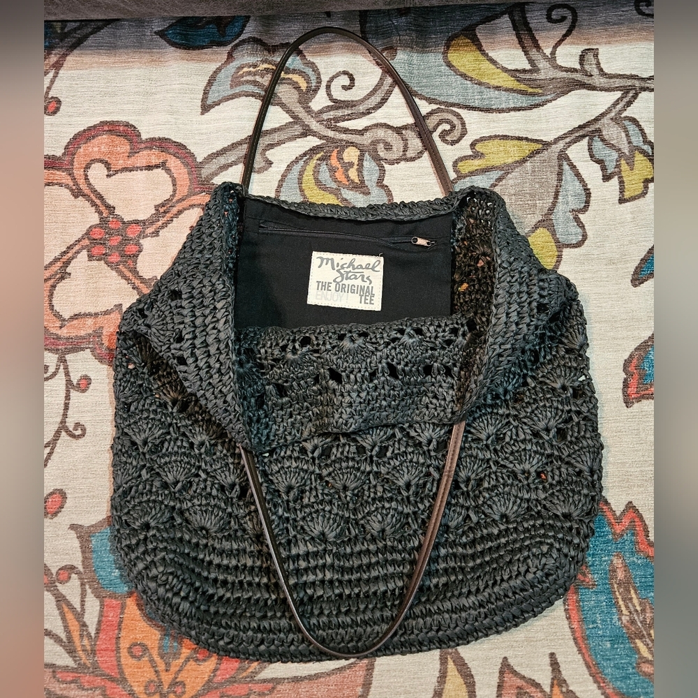 Michael Stars woven raffia Straw Beach tote Bag